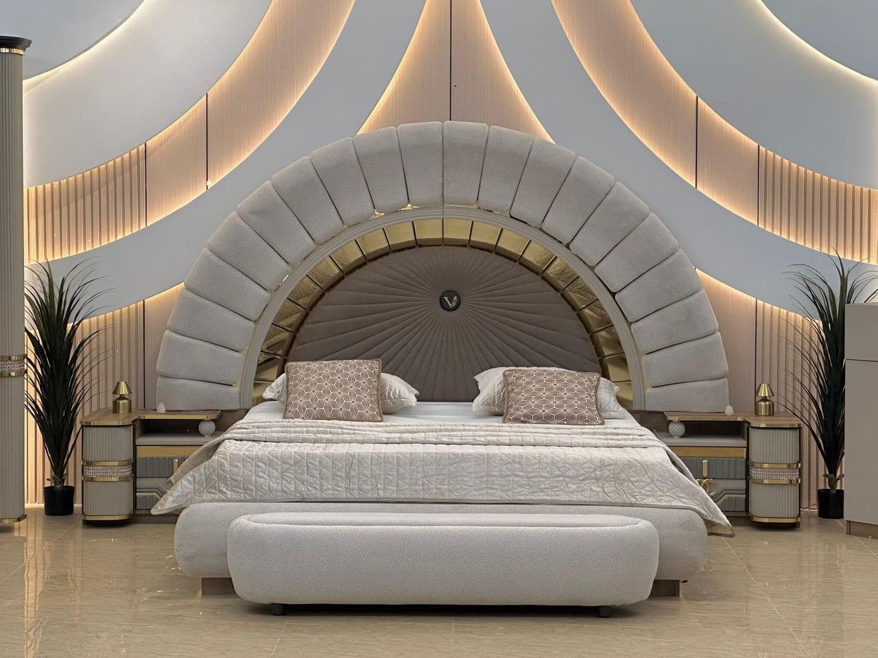 Modern Gray and Gold Luxury Bedroom Set